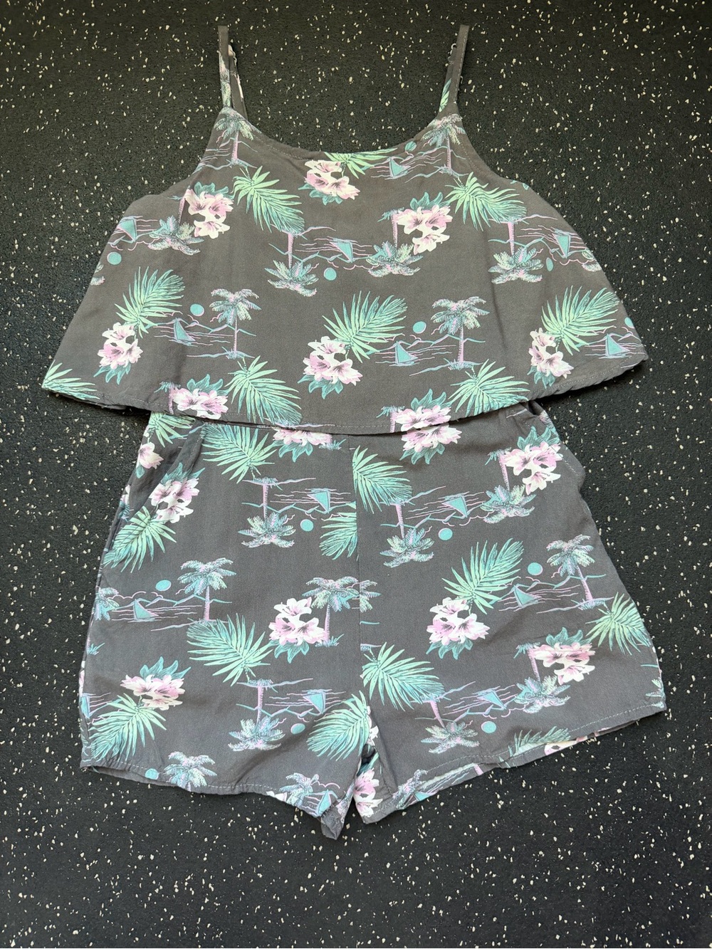 Grayson Threads Black Floral Kids Romper size 6/6X